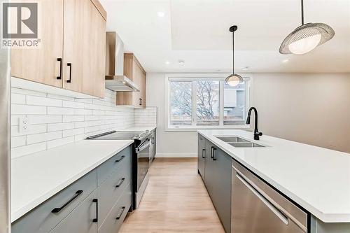 1729 31 Street Sw, Calgary, AB - Indoor Photo Showing Kitchen With Double Sink With Upgraded Kitchen