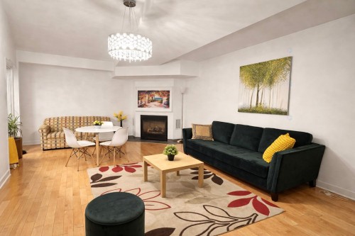 Salon - 102-5365 Av. Victoria, Montréal (Côte-Des-Neiges/Notre-Dame-De-Grâce), QC - Indoor Photo Showing Living Room With Fireplace