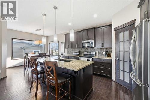 65 Elgin Meadows Circle Se, Calgary, AB - Indoor Photo Showing Kitchen With Stainless Steel Kitchen With Upgraded Kitchen
