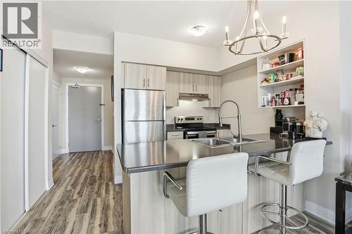 10 Concord Place Unit# 205, Grimsby, ON - Indoor Photo Showing Kitchen With Double Sink With Upgraded Kitchen