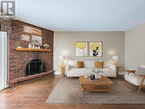 Virtually Staged - 3016 Rymal Road, Mississauga, ON - Indoor Photo Showing Living Room With Fireplace