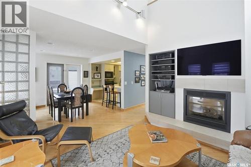 206 Gathercole Crescent, Saskatoon, SK - Indoor Photo Showing Living Room With Fireplace