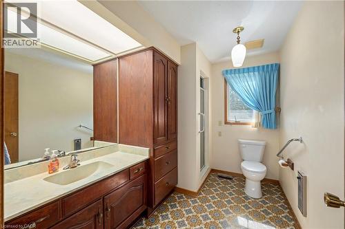 Bathroom with vanity and a shower stall - 6828 Third Line, Chatham, ON 