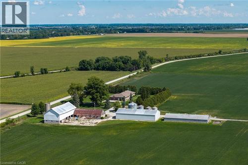 Aerial view of sparsely populated area with large plots for crops - 6828 Third Line, Chatham, ON 