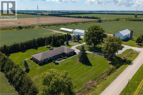 Aerial view of sparsely populated area with abundant farmland - 6828 Third Line, Chatham, ON - Outdoor With View