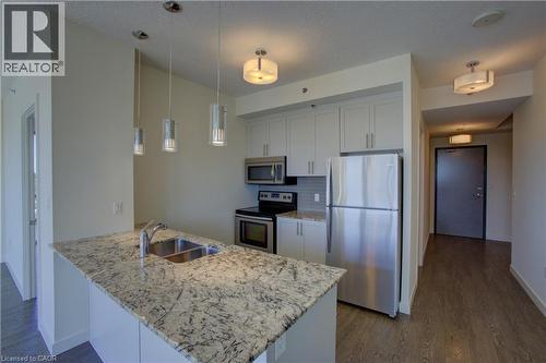 150 Water Street N Unit# 1007, Cambridge, ON - Indoor Photo Showing Kitchen With Stainless Steel Kitchen With Double Sink With Upgraded Kitchen