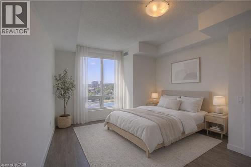 Virtually Staged - 150 Water Street N Unit# 1007, Cambridge, ON - Indoor Photo Showing Bedroom
