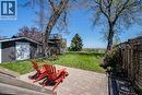 View of patio featuring a shed and lake views - 849 Beach Boulevard, Hamilton, ON  - Outdoor 