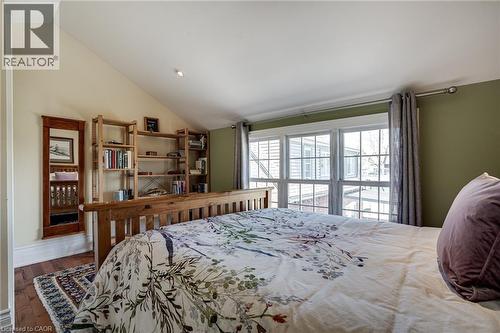 Bedroom #2 featuring lofted ceiling, dark wood-style floors, and recessed lighting - 849 Beach Boulevard, Hamilton, ON - Indoor Photo Showing Bedroom