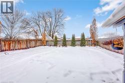 Yard covered in snow featuring a fenced backyard - 