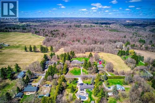 Drone / aerial view featuring a wooded view - 1215 Britannia Road, Burlington, ON 