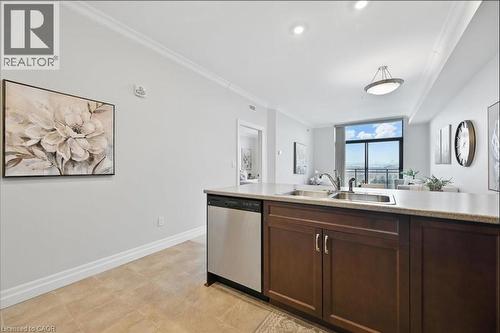 3290 New Street Unit# 607, Burlington, ON - Indoor Photo Showing Kitchen With Double Sink
