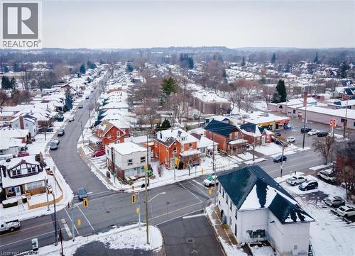 View of snowy aerial view - 219 Erie Avenue, Brantford, ON - Outdoor With View