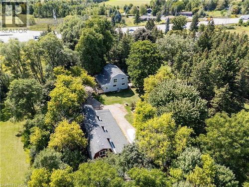 AERIAL VIEW OF THE BARN & 2ND HOUSE AREA - 1402 6 Highway, Flamborough, ON - Outdoor With View