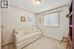 Living area with crown molding and a textured ceiling - 