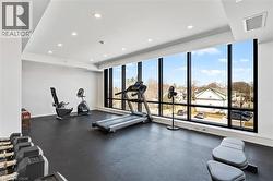 Exercise room featuring recessed lighting - 