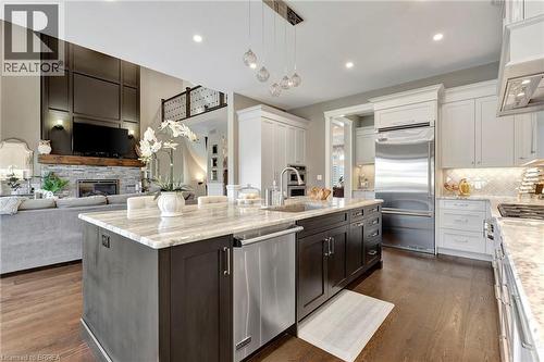 24 Tedley Boulevard, Brantford, ON - Indoor Photo Showing Kitchen With Fireplace With Upgraded Kitchen