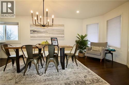 Dining room featuring wood finished floors, recessed lighting, and a chandelier - 3 Jacqueline Boulevard, Hamilton, ON - Indoor Photo Showing Dining Room