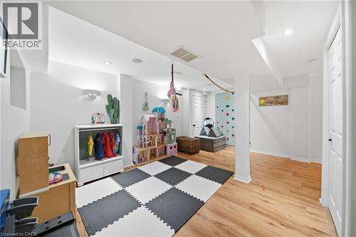 Workout room featuring light wood-type flooring and recessed lighting - 136 Braemar Avenue, Caledonia, ON - Indoor Photo Showing Other Room