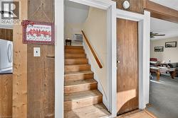 Staircase with ceiling fan and carpet - 