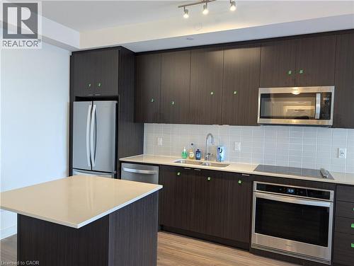 55 Duke Street W Unit# 2106, Kitchener, ON - Indoor Photo Showing Kitchen With Stainless Steel Kitchen With Double Sink With Upgraded Kitchen