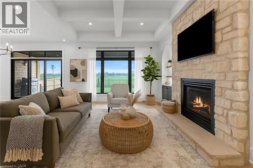 VIRTUALLY STAGED - 637 Buffalo Road, Fort Erie, ON - Indoor Photo Showing Living Room With Fireplace