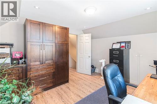 second storey bedroom with built in clothes closet being used as an office - 199 Kimberly Drive, Hamilton, ON - Indoor Photo Showing Office