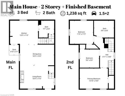 Main house floor plan - 1st and 2nd floor - 26 Terrace Hill Street, Brantford, ON - Other
