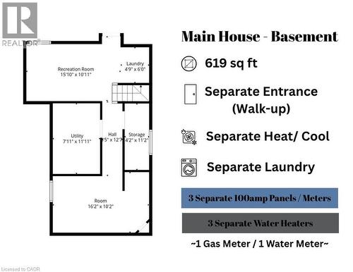 Main house floor plan - basement - 26 Terrace Hill Street, Brantford, ON - Other