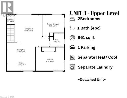 Upper unit rental. 2 bedroom - 1 bathroom. - 26 Terrace Hill Street, Brantford, ON - Other