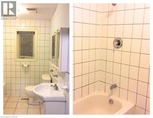 Photos taken prior to current tenant residing in the unit - Apartment B - Second floor rental - Full bathroom - 4 pc - 26 Terrace Hill Street, Brantford, ON - Indoor Photo Showing Bathroom