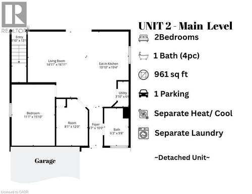 Main floor unit rental. 2 bedroom - 1 bathroom - 26 Terrace Hill Street, Brantford, ON - Other
