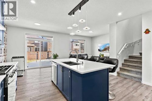 38 Seton Parade Se, Calgary, AB - Indoor Photo Showing Kitchen With Double Sink