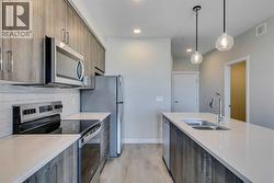 Modern sleek kitchen with luxury vinyl plank flooring - 