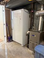 Furnace and laundry room with large stand up freezer included - 