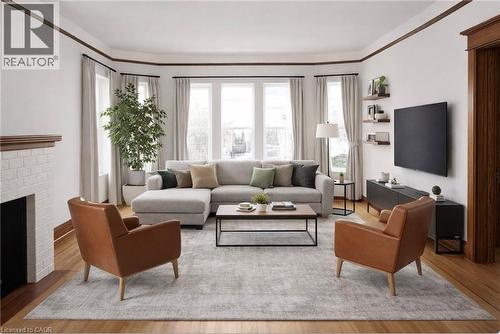 Virtual Image - 25 Fairmount Avenue, Hamilton, ON - Indoor Photo Showing Living Room With Fireplace