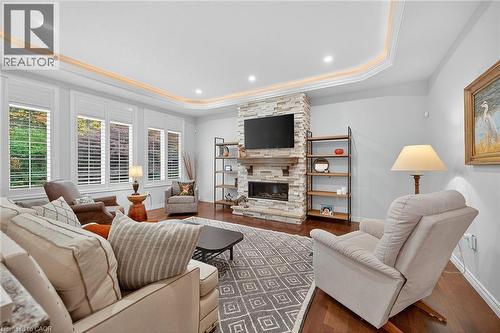 248 Cloverleaf Drive, Ancaster, ON - Indoor Photo Showing Living Room With Fireplace