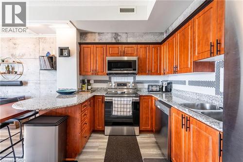 135 James Street S Unit# 612, Hamilton, ON - Indoor Photo Showing Kitchen With Double Sink