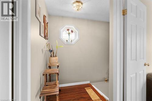 Hall featuring dark wood-style flooring and a textured ceiling - 75 Marisa Street, Kitchener, ON - Indoor Photo Showing Other Room