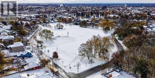 Snowy aerial view with a view of city - 14 Grandview Street, Brantford, ON - Outdoor With View