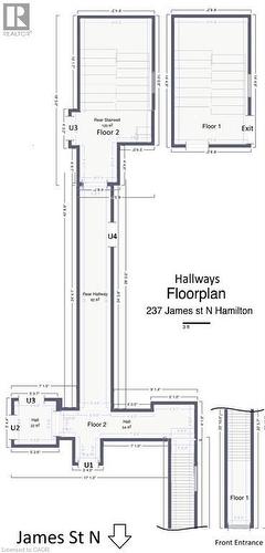 Residential Stairwell and hallways -Drawing for information purposes only Measurments Approximate - 237 James Street N, Hamilton, ON 