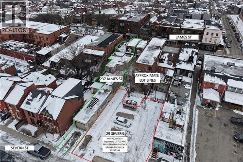 Visual lot lines for refrence - Approximate , 29 severn not included in sale of property - Separatly represented by designated agent. - 237 James Street N, Hamilton, ON 