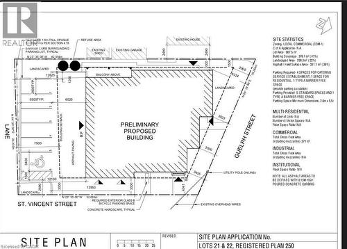 Survey map / technical document - 671 Guelph Street, Kitchener, ON 