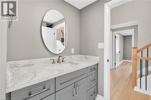 Bathroom with vanity and light wood-style floors - 4006 Flemish Drive, Burlington, ON - Indoor Photo Showing Bathroom