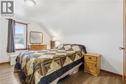 Bedroom with vaulted ceiling and light wood-style floors - 157 Bridgeport Road E, Waterloo, ON - Indoor Photo Showing Bedroom