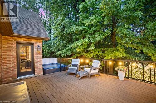 Door in photo is the door off the primary bedroom to access the deck and hot tub - 515 Hamilton Drive, Ancaster, ON - Outdoor With Deck Patio Veranda With Exterior