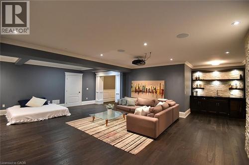 Oversized Theatre Room with Wet Bar and Fireplace - 4180 Lakeshore Road, Burlington, ON - Indoor