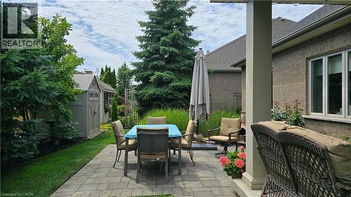 Custom Stone Pavers and shed - 21 Tulip Tree Road, Niagara-On-The-Lake, ON - Outdoor With Deck Patio Veranda