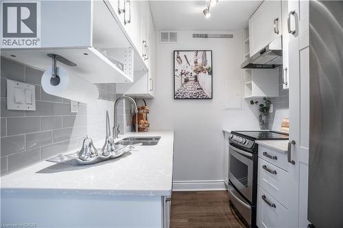 141 Catharine Street Unit# 204, Hamilton, ON - Indoor Photo Showing Kitchen With Double Sink