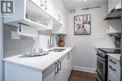 141 Catharine Street Unit# 204, Hamilton, ON - Indoor Photo Showing Kitchen With Double Sink